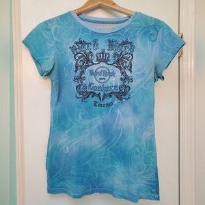 Hard Rock Cafe Toronto Blue Bedazzled T-shirt